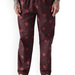 The Souled Store Men Brown Iron Man Printed Pure Cotton Straight Lounge Pants-image-38