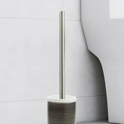 OBSESSIONS Brown & White Freestanding Polyresin Toilet Brush With Holder-image-69
