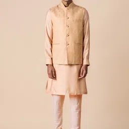 Tasva Mandarin Collar Kurta With Churidar With Nehru jacket-image-52