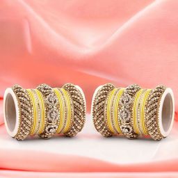 leshya Set Of 46 Brass-Plated Stone Studded Bangles-image-60