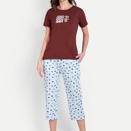 Bedtime story Typography Printed Pure Cotton Lightweight Night Suit-image-61