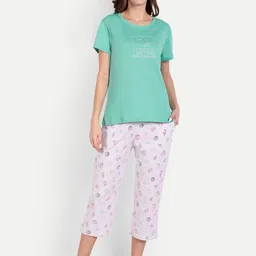 Bedtime story Conversational Printed Pure Cotton T-shirt With Capris-picture-15