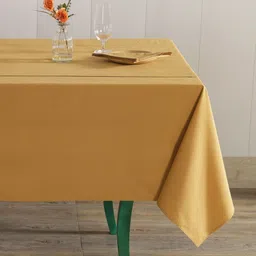 HANDICRAFT PALACE Beige 7 Pcs Pure Cotton 6 Seater Table Cover With Napkins-33
