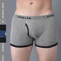 Dollar Bigboss Men's Solid Pack of 4 Contoured Pouch Support Trunk MBTR-311-CONRIB-PO4-24