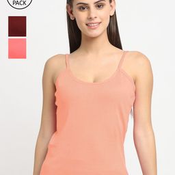 Friskers Women Pack Of 3 Solid Non-Padded Regular-Fit Camisoles-image-7