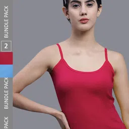 FBAR Pack Of 2 Pure Cotton Rib U-Neck Bio Wash Camisoles-image-29