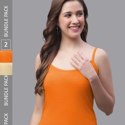 Friskers Pack Of 2 Pure Cotton Scoop Neck Bio-Wash Camisoles-image-49