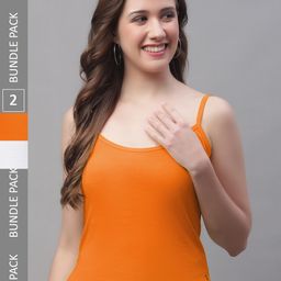 Friskers Pack Of 2 Pure Cotton Scoop Neck Bio-Wash Camisoles-image-15
