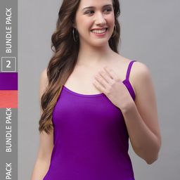 Friskers Pack Of 2 Pure Cotton Scoop Neck Bio-Wash Camisoles-image-12
