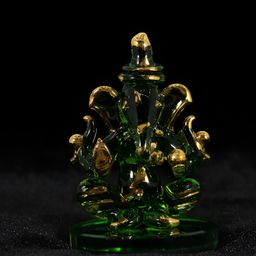 NMII Lime Green & Gold toned Glass Religious Idol Showpiece-21