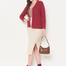 Zigo Women Floral Woollen Cardigan-picture-6
