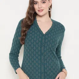Zigo Women Floral Woollen Cardigan-picture-9