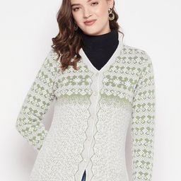 Zigo Women Fair Isle Printed Wool Cardigan-image-12