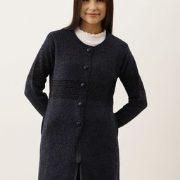 Mast & Harbour Women Ribbed Woollen Longline Cardigan-5