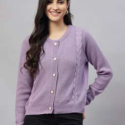 Club York Cable Knit Self Design Acrylic Cardigan-25