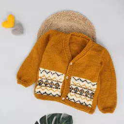Woonie Kids Geometric Self Design Acrylic Front-Open Sweater-image-41