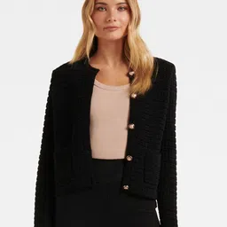 Forever New Self Design Open Knit Cardigan Sweater-28