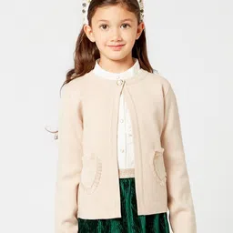 One Friday Girls Beige Solid Cardigan-image-46
