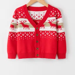 StyleCast Boys Red Graphic Self Design Cardigan Sweater-image-64