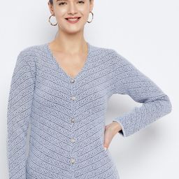 Zigo Geometric Self Design Woollen Cardigan Sweater-image-43