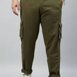 STUDIO NEXX Men Plus Size Relaxed Straight Leg Straight Fit Cotton Cargos Trousers-picture-28