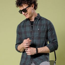 The Indian Garage Co Slim Fit Tartan Checks Opaque Twill Cotton Casual Shirt-image-43