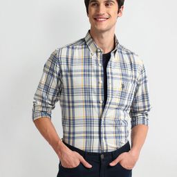 u.s. polo assn. denim co. U.S. Polo Assn. Denim Co.Tartan Checks Spread Collar Tailored Fit Cotton Casual Shirt-picture-43