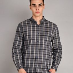 TIM PARIS Standard Tartan Checked Spread Collar Casual Pure Cotton Shirt-image-17