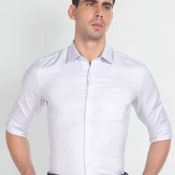 Arrow Grid Tattersall Checked Slim Fit Twill Pure Cotton Formal Shirt-image-99