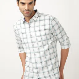 HARDSODA Slim Fit Windowpane Checks Twill Casual Shirt-image-4