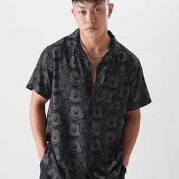 The Souled Store Black Relaxed Boxy Opaque Mickey Mouse Printed Casual Shirt-image-43