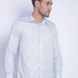 Crimsoune Club Smart Slim Fit Geometric Printed Pure Cotton Casual Shirt-image-88