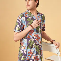 Urban Ranger by pantaloons Slim Fit Floral Printed Short Sleeves Casual Shirt-image-56