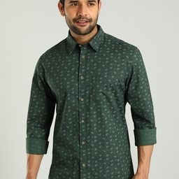 Indian Terrain Chiseled Skinny Fit Floral Opaque Printed Cotton Casual Shirt-image-95