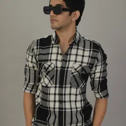 DEZANO Tartan Checked Classic Slim Fit Cotton Casual Shirt-image-24