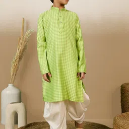 Sanwara Boys Geometric Printed Mandarin Collar Straight Kurta With Dhoti Pants-image-59