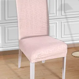 Kuber Industries Pink Leaf Printed Elastic Stretchable Chair Cover-5