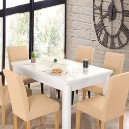 HOUSE OF QUIRK 2 Pieces Cream Colored Dining Chair Covers-1