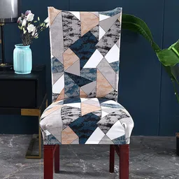 HOUSE OF QUIRK Blue & White Printed Removable Stretchable Removable Chair Covers-image-96