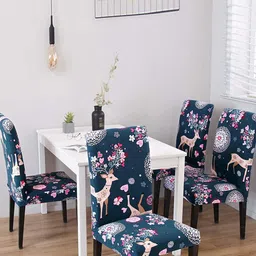 HOUSE OF QUIRK Blue & White Printed Removable Stretchable Chair Cover-picture-41