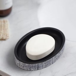 OBSESSIONS Charcoal Grey & White Textured Soap Dish-5
