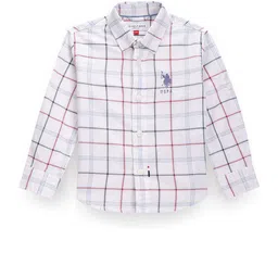 U.S. Polo Assn. Kids Boys Classic Windowpane Checks Button-Down Collar Cotton Casual Shirt-image-42