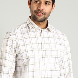 Indian Terrain Spread Collar Classic Slim Fit Checked Cotton Casual Shirt-picture-38