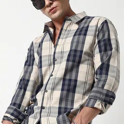 Campus Sutra Classic Tartan Checked Cotton Shirt-image-38