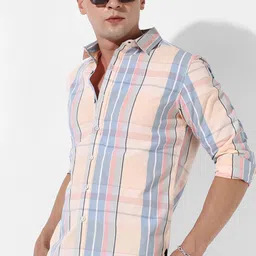 Campus Sutra Tartan Checked Classic Fit Cotton Casual Shirt-image-29