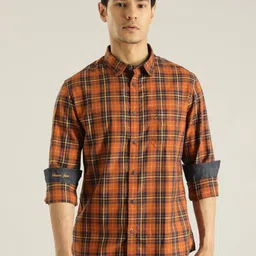 Indian Terrain Chiseled Slim Fit Tartan Checked Pure Cotton Casual Shirt-image-26