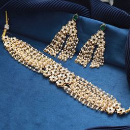 Jazz and Sizzle Gold-Plated Kundan-Studded & Pearl-Beaded Jewellery Set-49