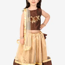Superminis Girls Brown & Cream-Coloured Ready to Wear Lehenga Choli With Dupatta-picture-57