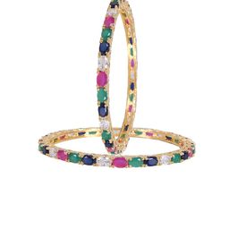 RATNAVALI JEWELS Set Of 2 Gold-Plated AD Studded Bangles-image-57