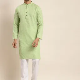 Anug by SOJANYA Men Green Kurta with Churidar-image-17